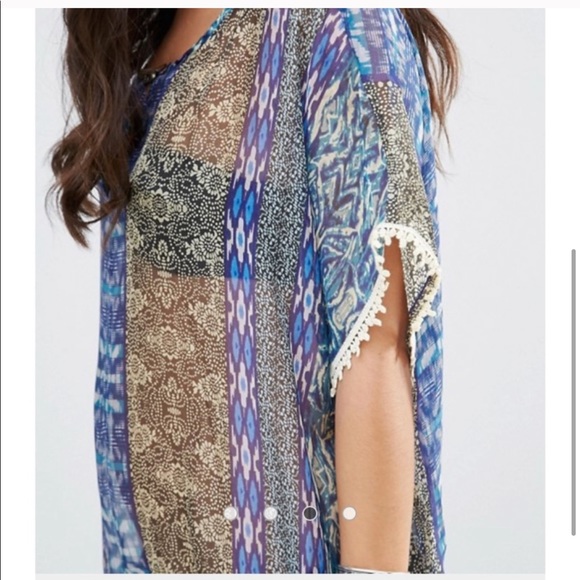 GYPSY 05 Women’s Blue Silk Beach HiLow Coverup NWT - Picture 5 of 5